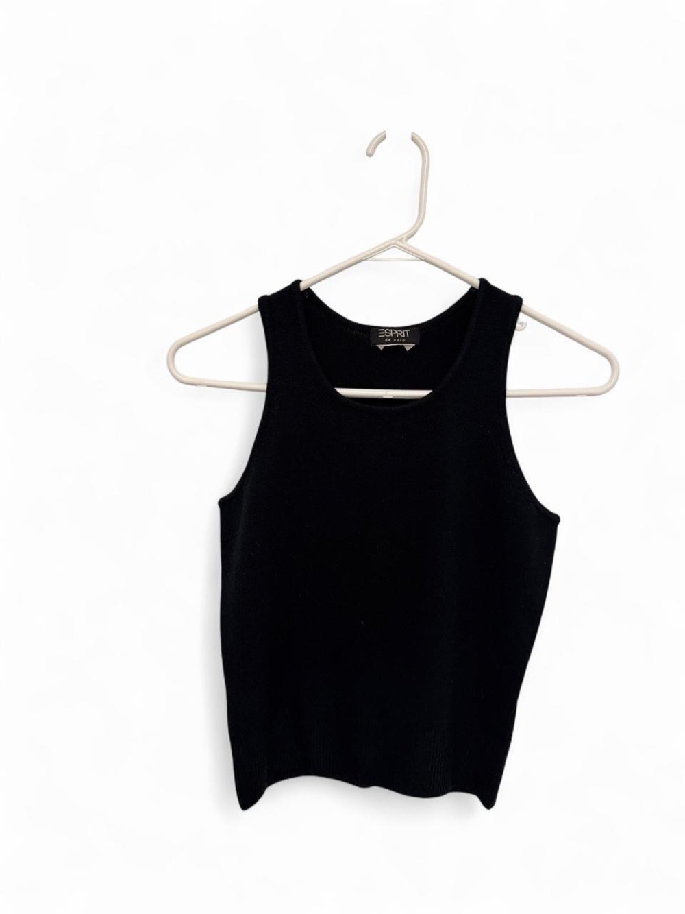 90s/Y2K Esprit Black Knit Racerback Tank Top